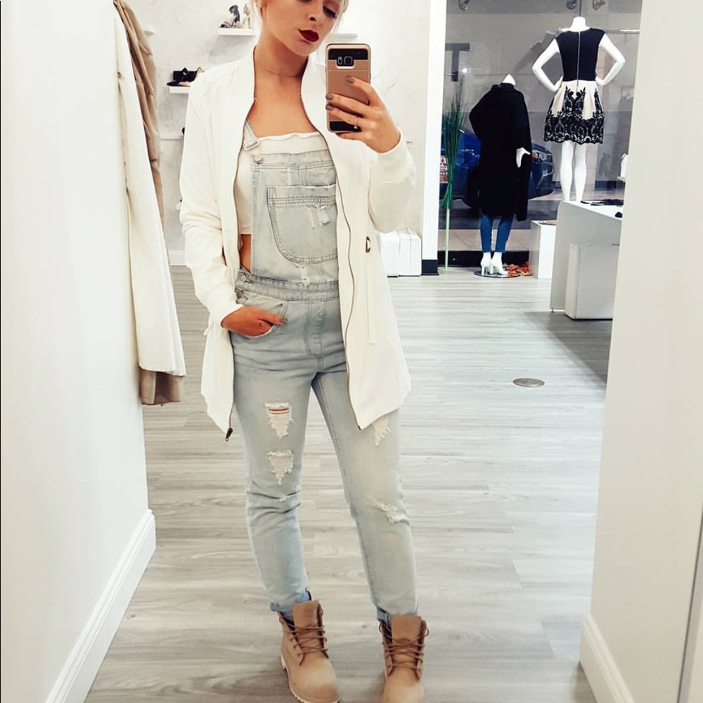 Forever 21 light wash overalls